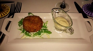 Crab Cake on Greens at Lily mae's.jpg